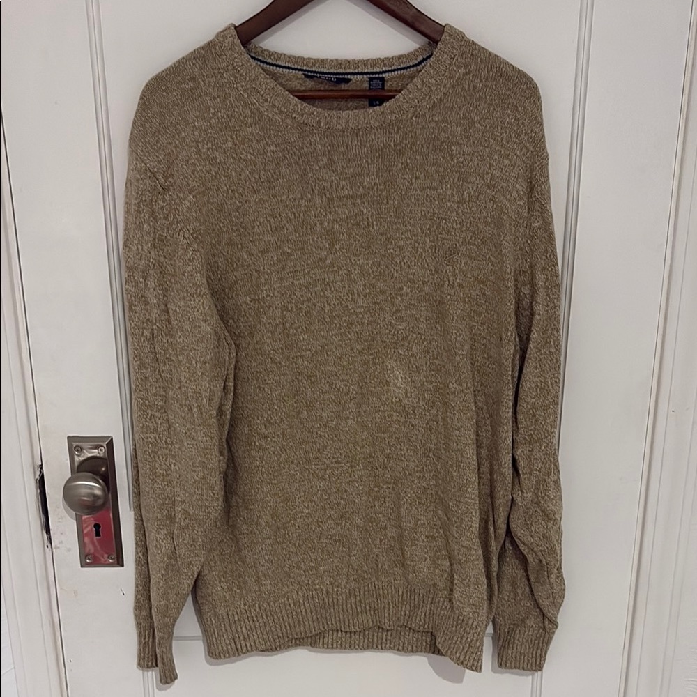 Izod Tan Crewneck Sweater Classic Knit